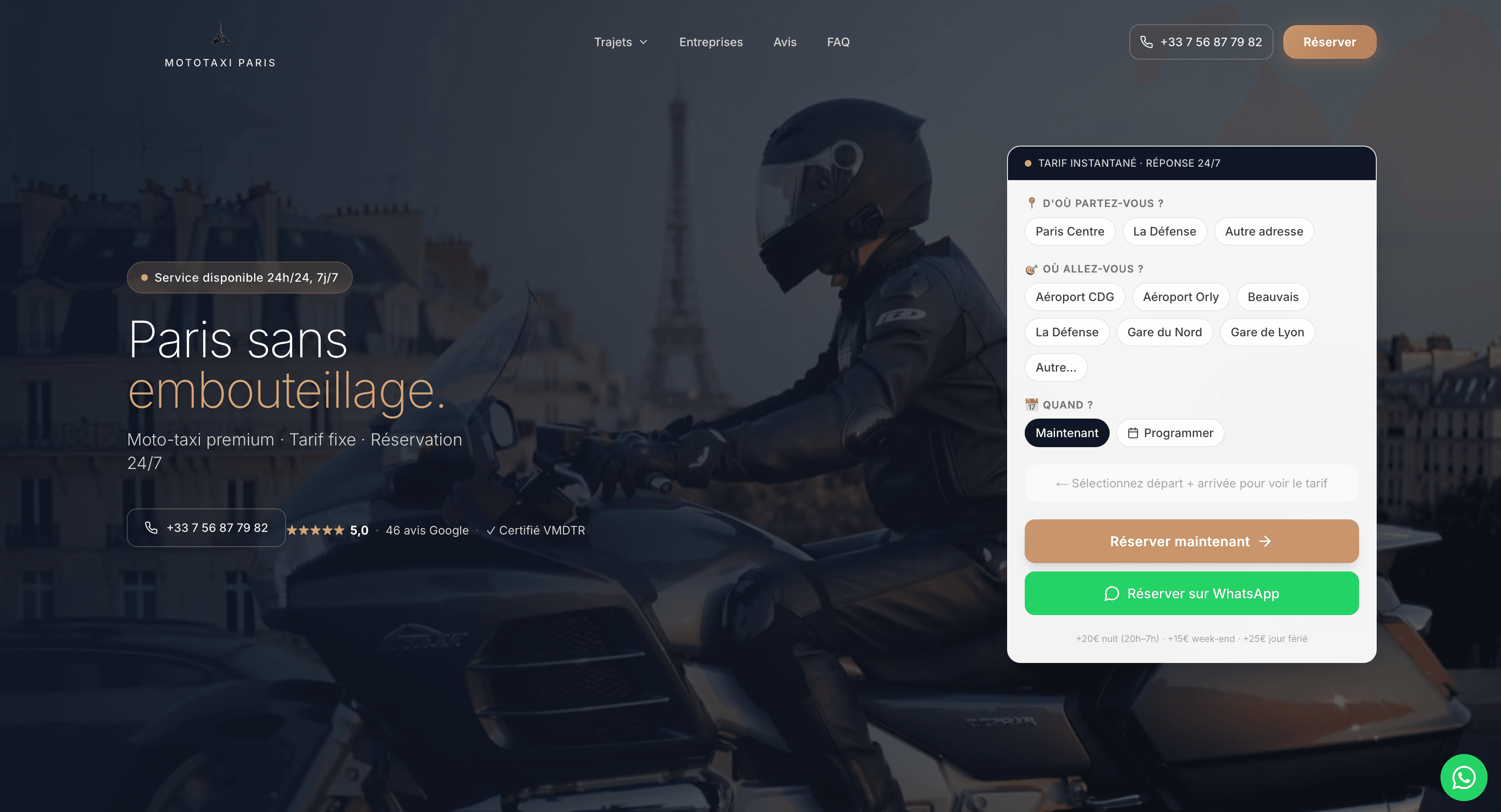 Aperçu du projet MotoTaxi Paris